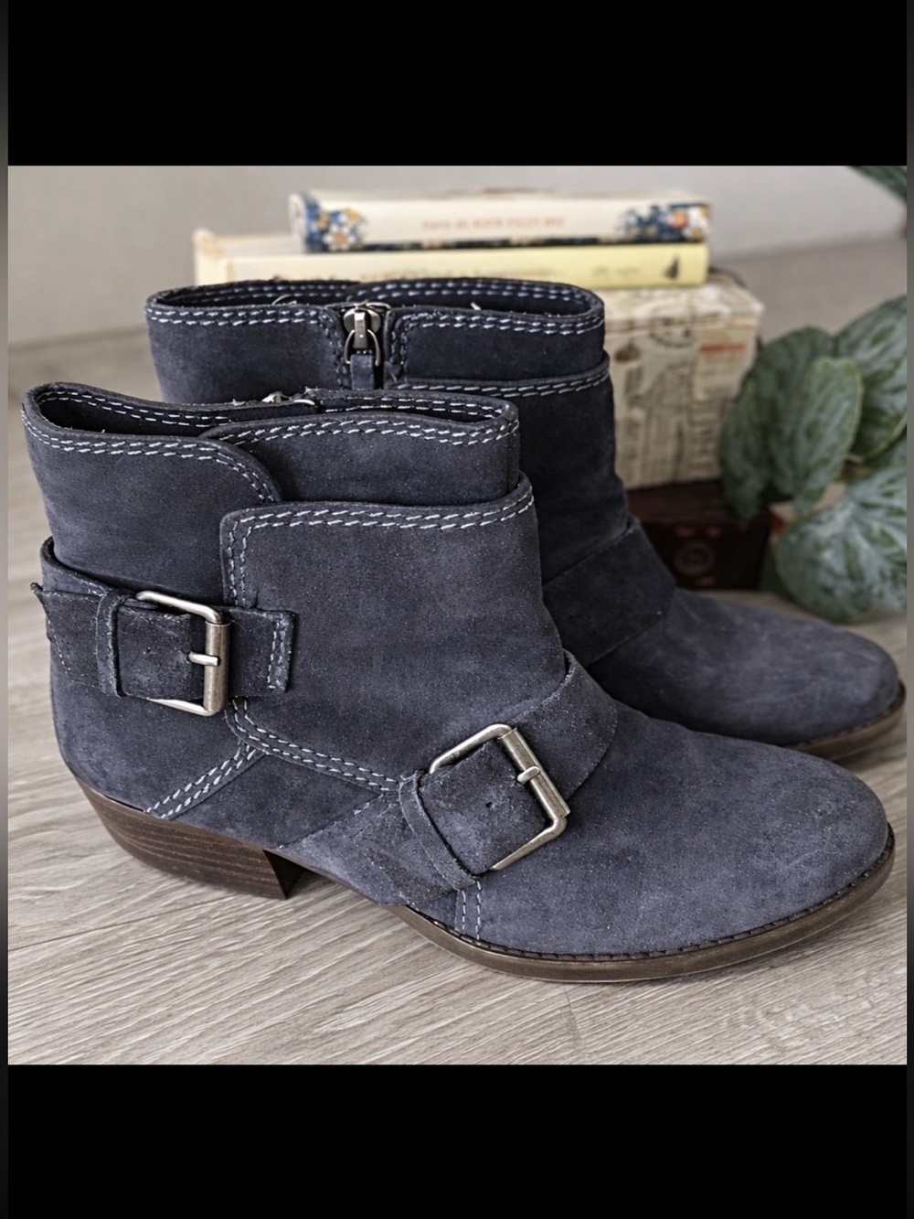 Nine West Vintage America Blue Suede Western Ankle Boots Women’s 6.5